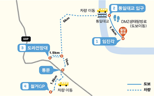 ▲ DMZ 평화의 길 파주구간 노선도.